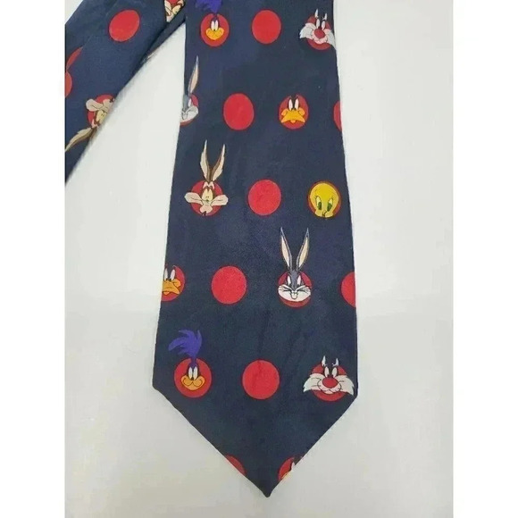 Vintage Looney Tunes Mania Tie Bugs Bunny, Tweety Bird, Wiley Coyote - Picture 2 of 6